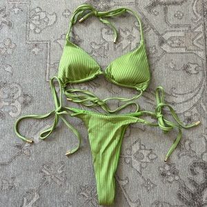 Monday Swimwear Green Pear Rib Bikini Set